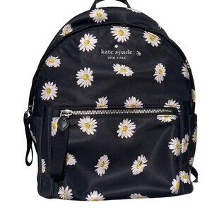 Kate Spade Chelsea Daisy Floral Medium Backpack | Black White Nylon